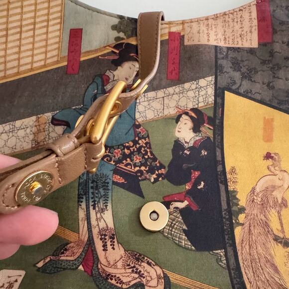 Icon Los Angeles Vintage Leather Geisha Painted Shoulder Bag Purse - Picture 3 of 11